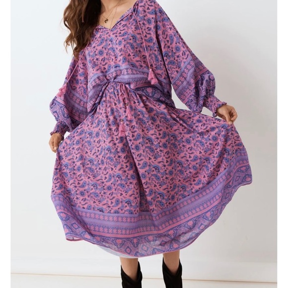 Spell & The Gypsy Collective Journey Midi Skirt in Mulberry, Size Medium - Picture 2 of 8